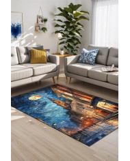 Manz Kadife Yıkanabilir Kaymaz Pamuk Tabanlı Antibakteriyel Salon Halısı