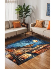 Manz Kadife Yıkanabilir Kaymaz Pamuk Tabanlı Antibakteriyel Salon Halısı