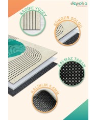 Onsa Kadife Yıkanabilir Kaymaz Pamuk Tabanlı Antibakteriyel Salon Halısı