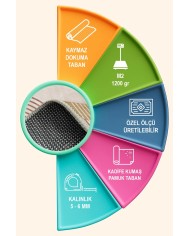 Reyaz Kadife Yıkanabilir Kaymaz Pamuk Tabanlı Antibakteriyel Salon Halısı