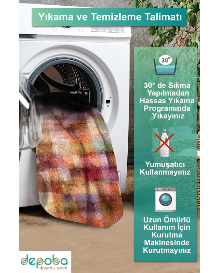 Shoda Kadife Yıkanabilir Kaymaz Pamuk Tabanlı Antibakteriyel Salon Halısı