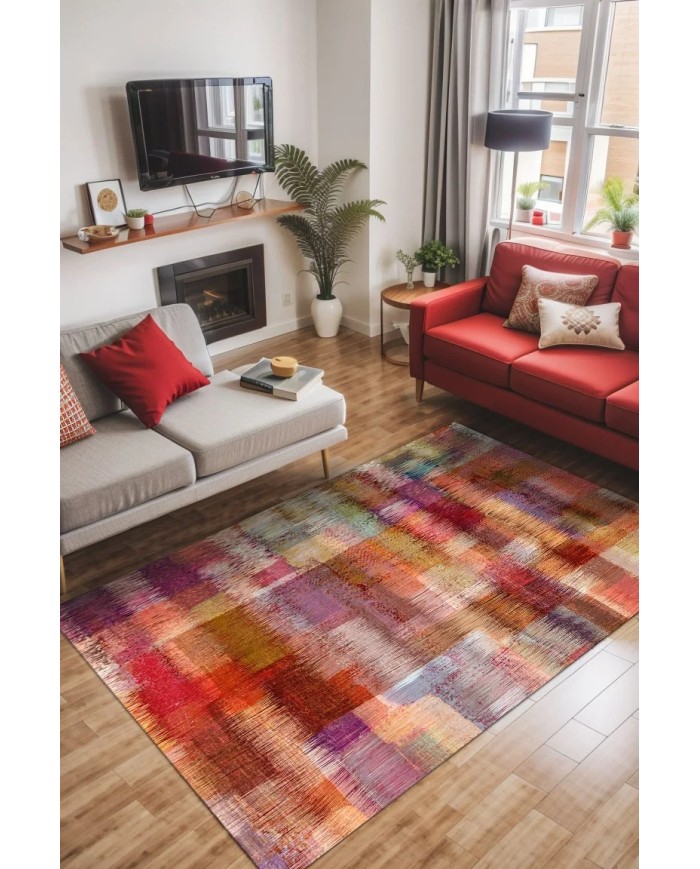 Shoda Kadife Yıkanabilir Kaymaz Pamuk Tabanlı Antibakteriyel Salon Halısı