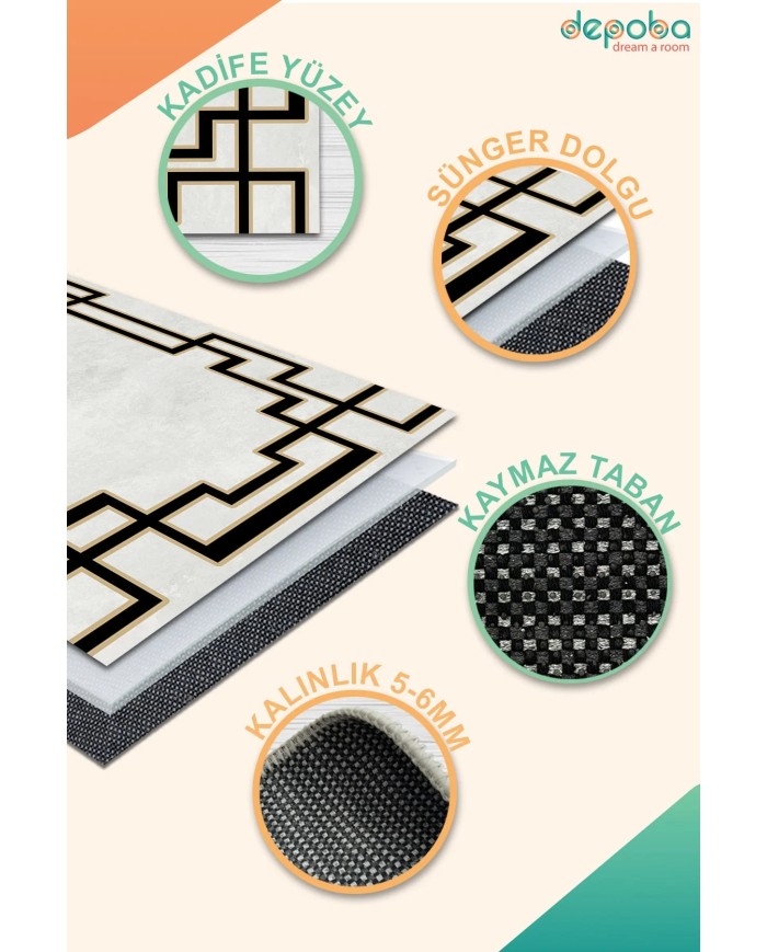 Teddy Kadife Yıkanabilir Kaymaz Pamuk Tabanlı Antibakteriyel Salon Halısı