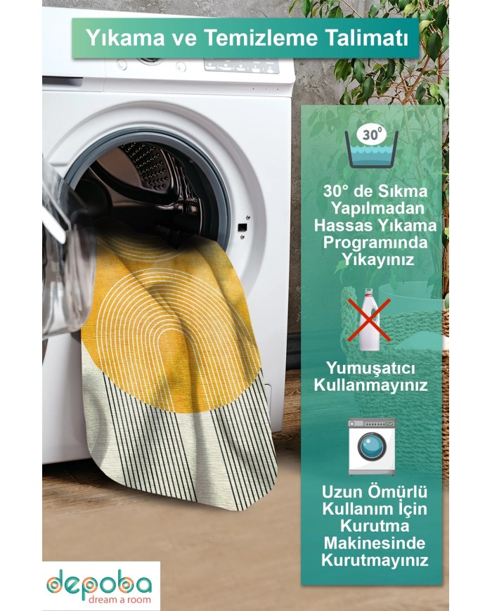 Trana Kadife Yıkanabilir Kaymaz Pamuk Tabanlı Antibakteriyel Salon Halısı