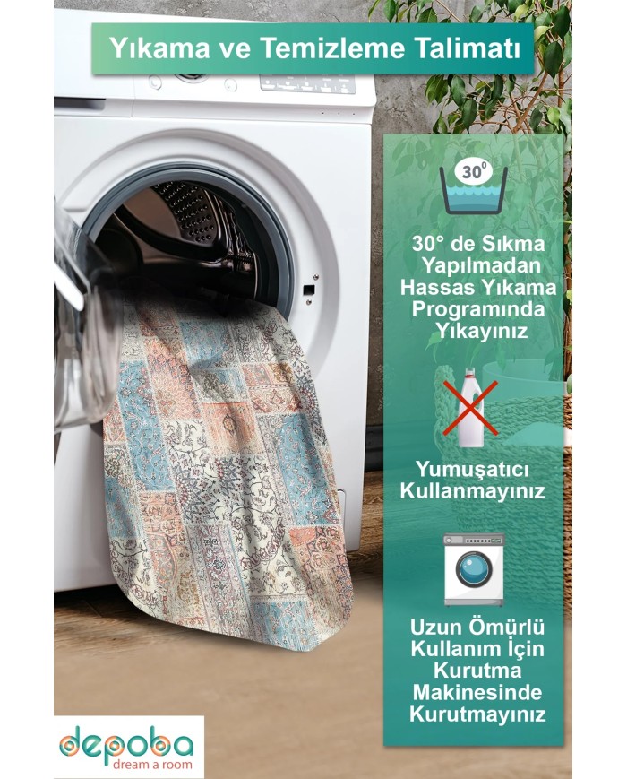 Genesis Kadife Yıkanabilir Kaymaz Pamuk Tabanlı Antibakteriyel Salon Halısı