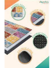 Kepa Kadife Yıkanabilir Kaymaz Pamuk Tabanlı Antibakteriyel Salon Halısı