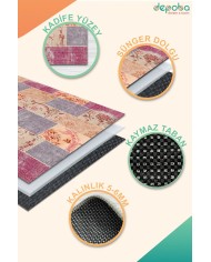 Lina Kadife Yıkanabilir Kaymaz Pamuk Tabanlı Antibakteriyel Salon Halısı