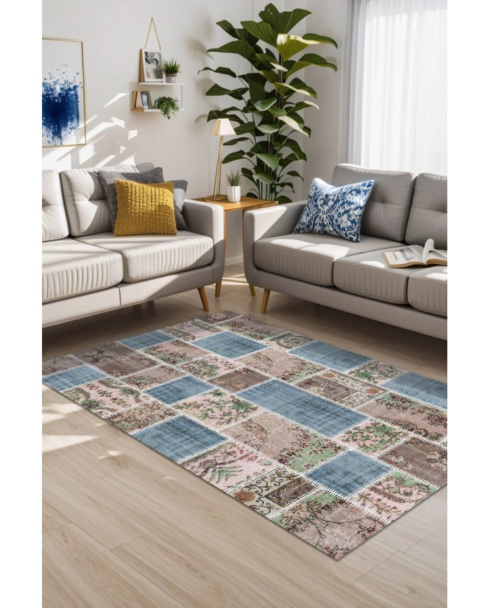 Merkür Kadife Yıkanabilir Kaymaz Pamuk Tabanlı Antibakteriyel Salon Halısı