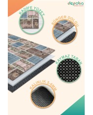 Merkür Kadife Yıkanabilir Kaymaz Pamuk Tabanlı Antibakteriyel Salon Halısı