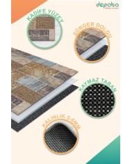 Mordo Kadife Yıkanabilir Kaymaz Pamuk Tabanlı Antibakteriyel Salon Halısı