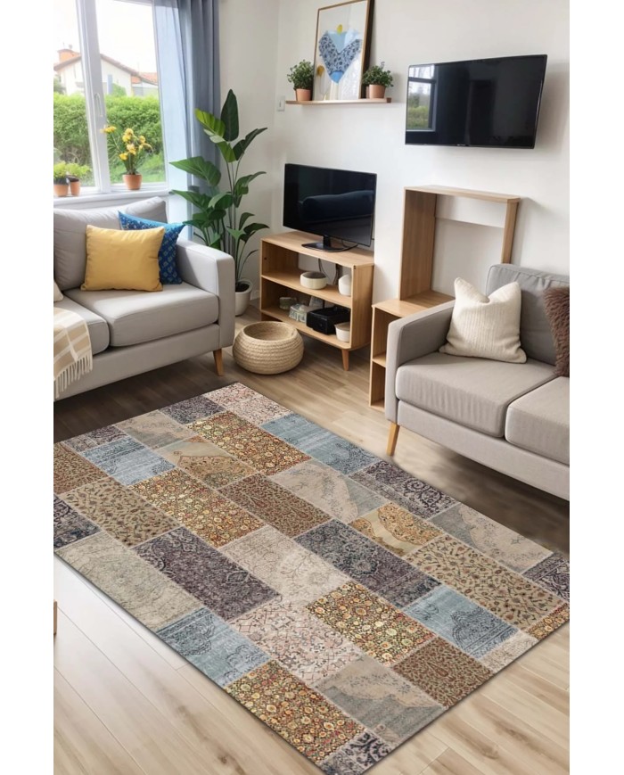 Mordo Kadife Yıkanabilir Kaymaz Pamuk Tabanlı Antibakteriyel Salon Halısı