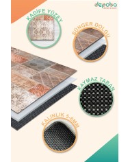 Nandy Kadife Yıkanabilir Kaymaz Pamuk Tabanlı Antibakteriyel Salon Halısı