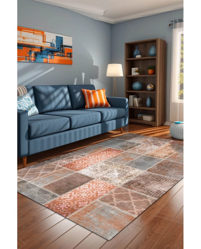 Nandy Kadife Yıkanabilir Kaymaz Pamuk Tabanlı Antibakteriyel Salon Halısı