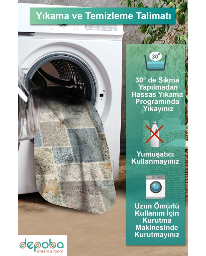 Siense Kadife Yıkanabilir Kaymaz Pamuk Tabanlı Antibakteriyel Salon Halısı