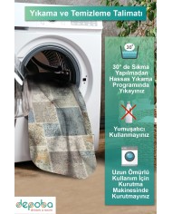 Siense Kadife Yıkanabilir Kaymaz Pamuk Tabanlı Antibakteriyel Salon Halısı