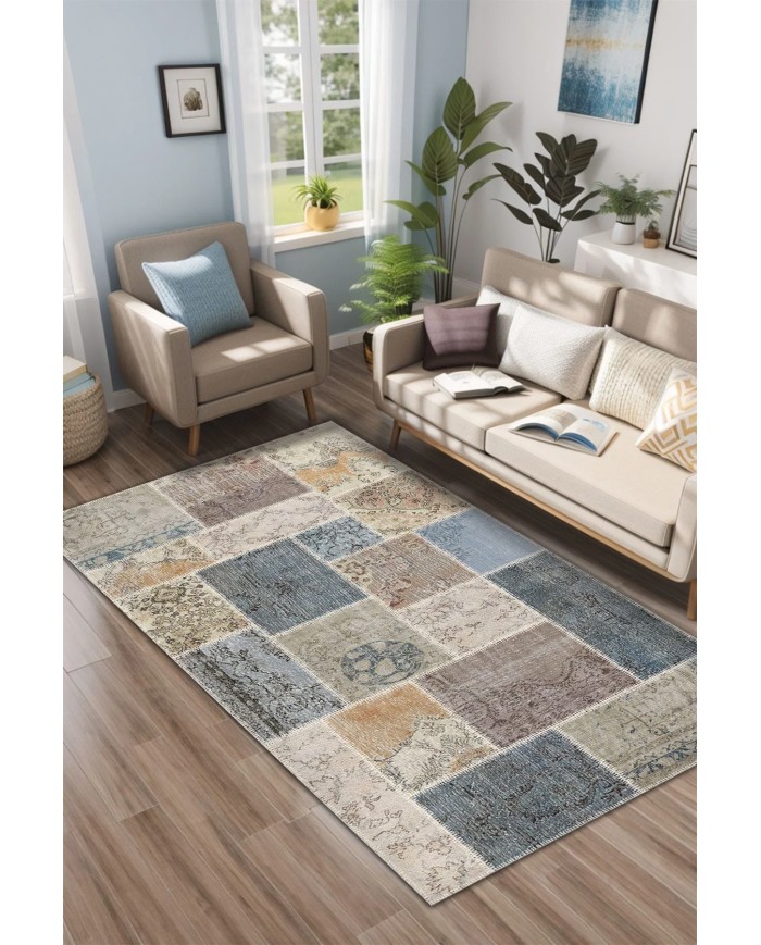 Siense Kadife Yıkanabilir Kaymaz Pamuk Tabanlı Antibakteriyel Salon Halısı