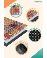 Silvena Kadife Yıkanabilir Kaymaz Pamuk Tabanlı Antibakteriyel Salon Halısı