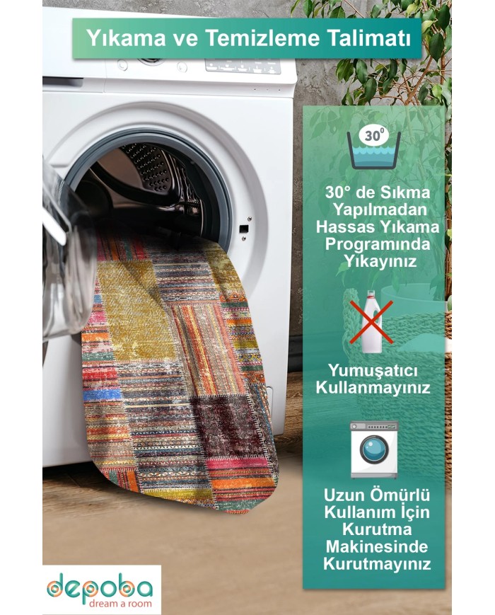 Silvena Kadife Yıkanabilir Kaymaz Pamuk Tabanlı Antibakteriyel Salon Halısı