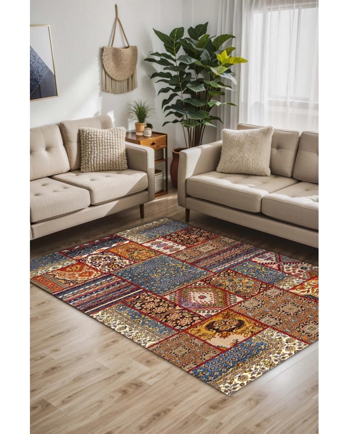 Tona Kadife Yıkanabilir Kaymaz Pamuk Tabanlı Antibakteriyel Salon Halısı