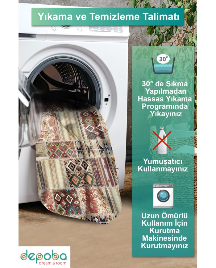 Uranüs Kadife Yıkanabilir Kaymaz Pamuk Tabanlı Antibakteriyel Salon Halısı