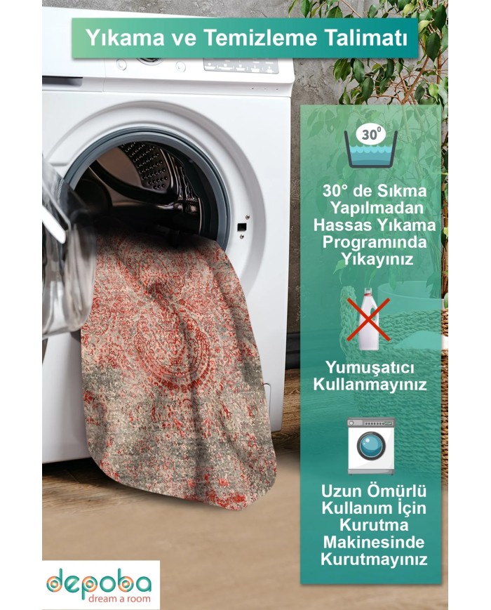 Bamens Kadife Yıkanabilir Kaymaz Pamuk Tabanlı Antibakteriyel Salon Halısı