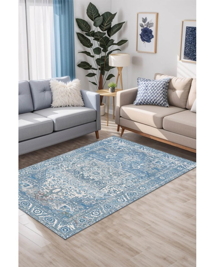 Bluen Kadife Yıkanabilir Kaymaz Pamuk Tabanlı Antibakteriyel Salon Halısı