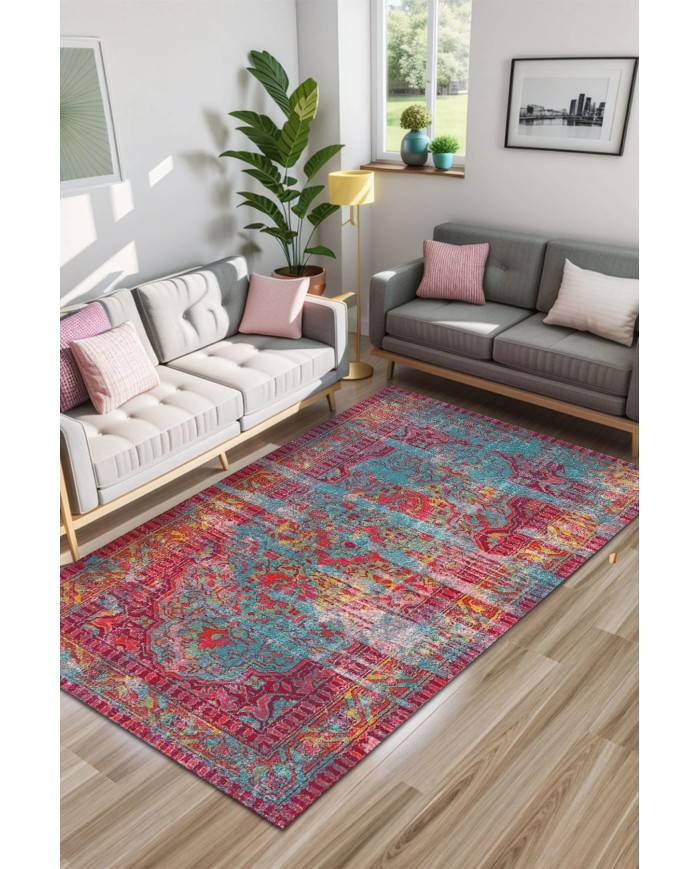 Cloon Kadife Yıkanabilir Kaymaz Pamuk Tabanlı Antibakteriyel Salon Halısı