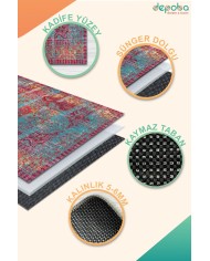 Cloon Kadife Yıkanabilir Kaymaz Pamuk Tabanlı Antibakteriyel Salon Halısı