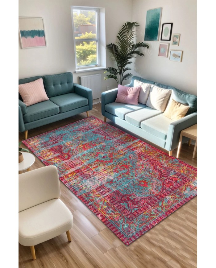 Cloon Kadife Yıkanabilir Kaymaz Pamuk Tabanlı Antibakteriyel Salon Halısı