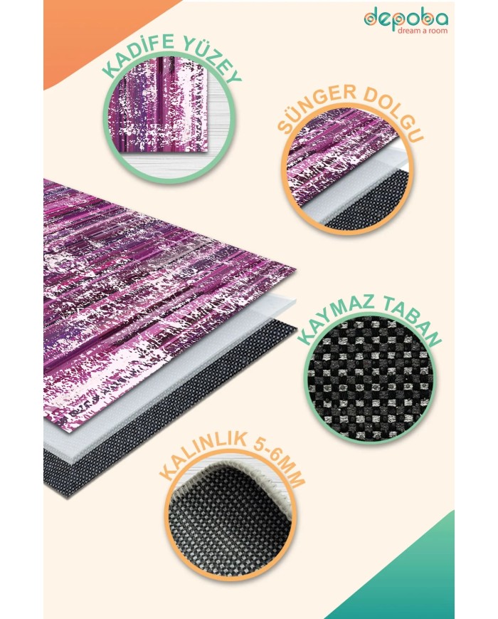 İrya Kadife Yıkanabilir Kaymaz Pamuk Tabanlı Antibakteriyel Salon Halısı