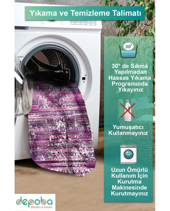 İrya Kadife Yıkanabilir Kaymaz Pamuk Tabanlı Antibakteriyel Salon Halısı