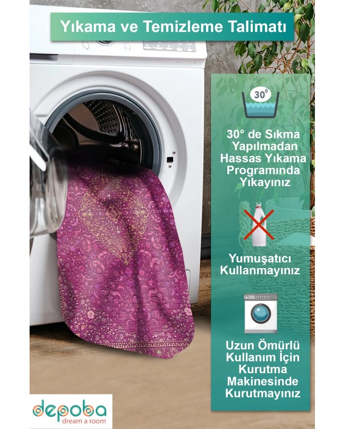 Jutte Kadife Yıkanabilir Kaymaz Pamuk Tabanlı Antibakteriyel Salon Halısı