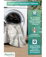 Laven Kadife Yıkanabilir Kaymaz Pamuk Tabanlı Antibakteriyel Salon Halısı