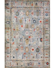 Beleni Vintage Desenli Pamuk Tabanlı Yıkanabilen Kaydırmaz Antibakteriyel Şönil Salon Halısı