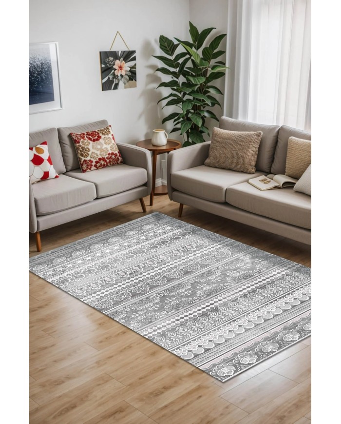 Lima Kadife Yıkanabilir Kaymaz Pamuk Tabanlı Antibakteriyel Salon Halısı