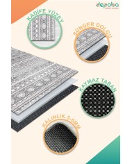 Lima Kadife Yıkanabilir Kaymaz Pamuk Tabanlı Antibakteriyel Salon Halısı