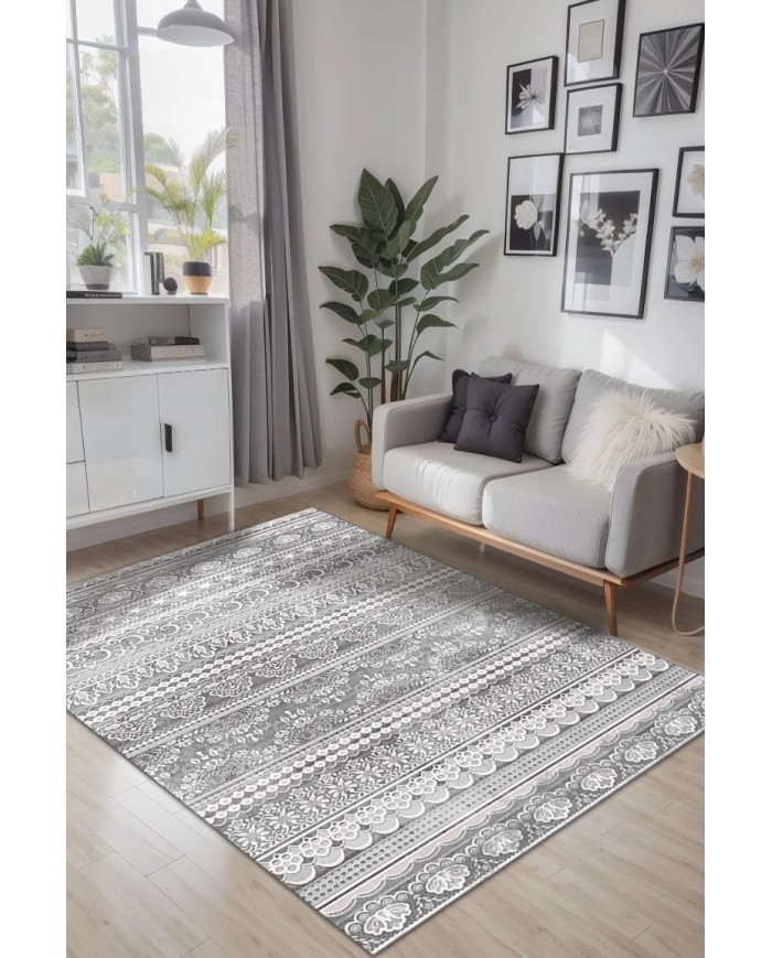 Lima Kadife Yıkanabilir Kaymaz Pamuk Tabanlı Antibakteriyel Salon Halısı