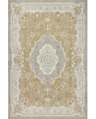 Usla Vintage Desenli Pamuk Tabanlı Yıkanabilen Kaydırmaz Antibakteriyel Şönil Salon Halısı