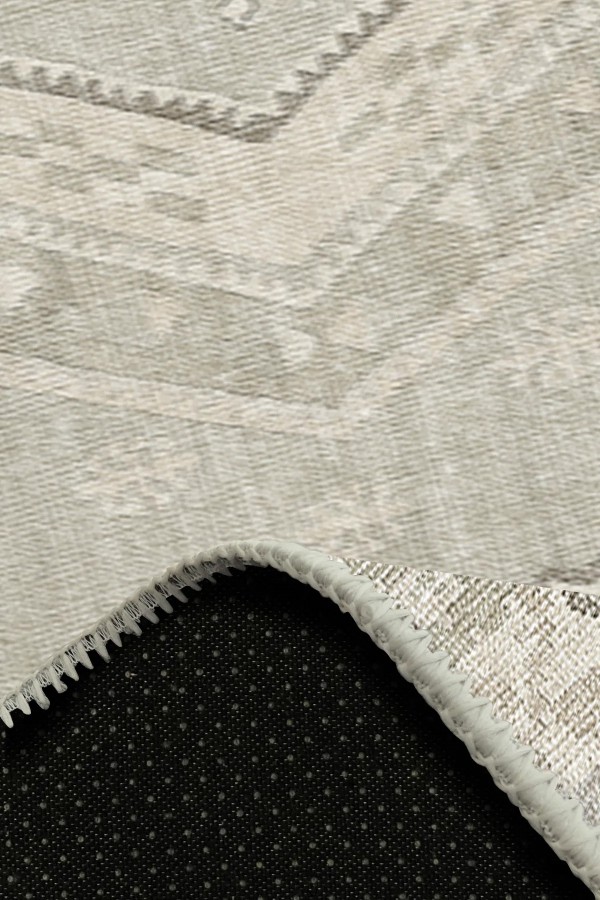 Saphir Vintage Desenli Pamuk Tabanlı Yıkanabilen Kaydırmaz Antibakteriyel Şönil Salon Halısı