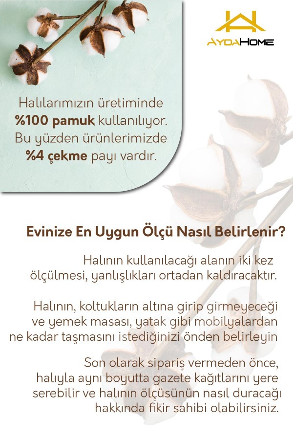 Lukes Vintage Desenli Pamuk Tabanlı Yıkanabilen Kaydırmaz Antibakteriyel Şönil Salon Halısı