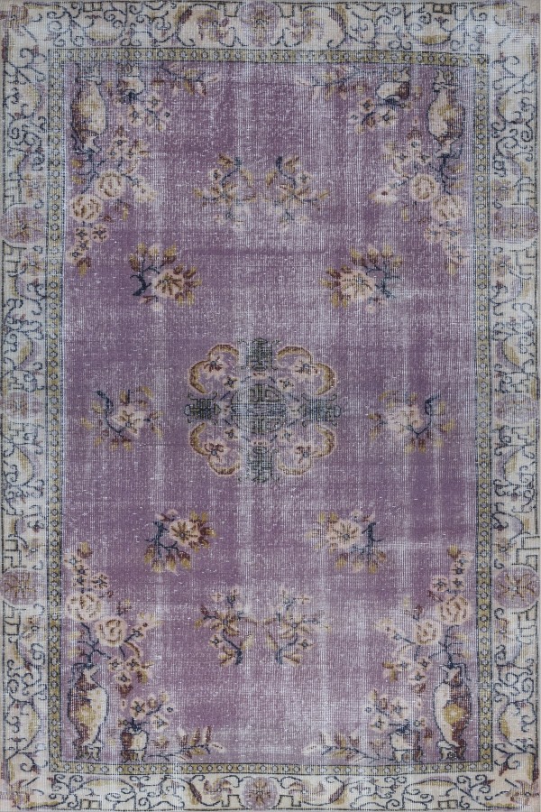 Lavans Vintage Desenli Pamuk Tabanlı Yıkanabilen Kaydırmaz Antibakteriyel Şönil Salon Halısı