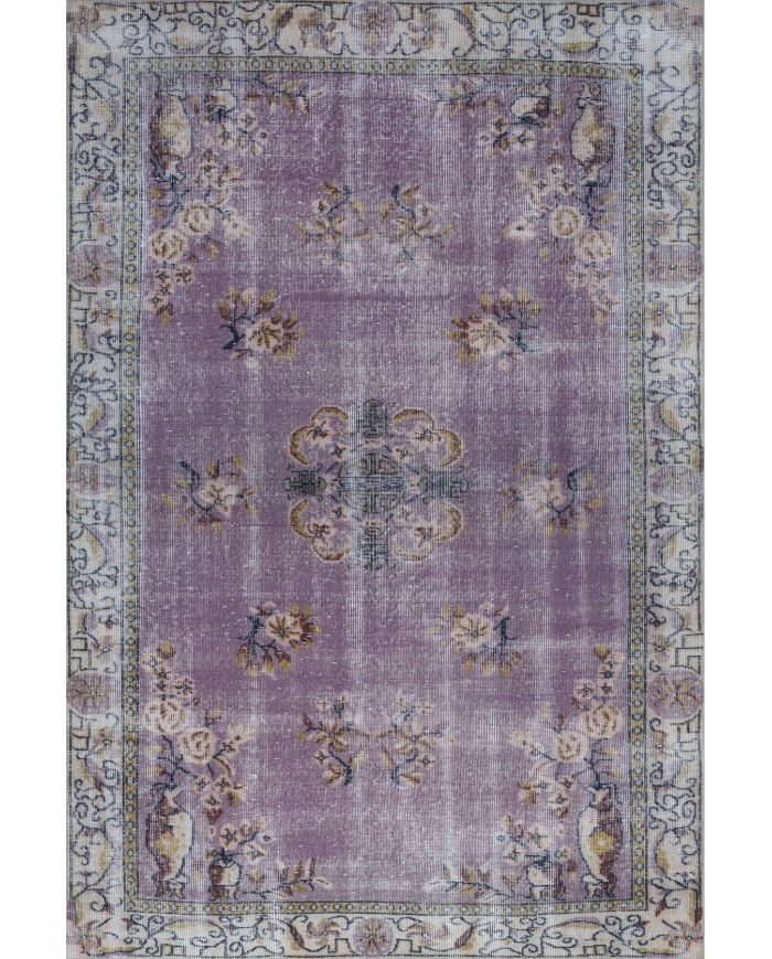 Lavans Vintage Desenli Pamuk Tabanlı Yıkanabilen Kaydırmaz Antibakteriyel Şönil Salon Halısı