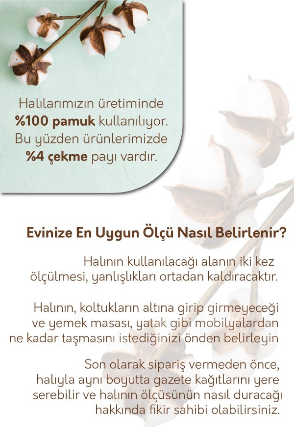 Lavans Vintage Desenli Pamuk Tabanlı Yıkanabilen Kaydırmaz Antibakteriyel Şönil Salon Halısı