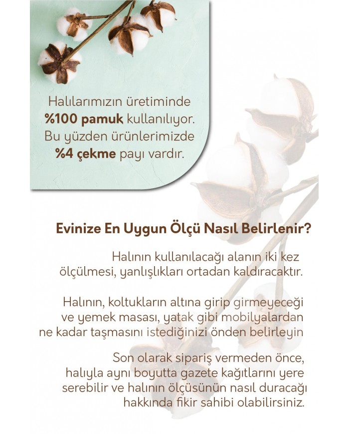 Lavans Vintage Desenli Pamuk Tabanlı Yıkanabilen Kaydırmaz Antibakteriyel Şönil Salon Halısı