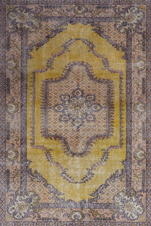 Felenta Vintage Desenli Pamuk Tabanlı Yıkanabilen Kaydırmaz Antibakteriyel Şönil Salon Halısı