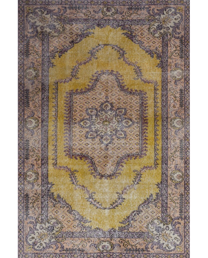 Felenta Vintage Desenli Pamuk Tabanlı Yıkanabilen Kaydırmaz Antibakteriyel Şönil Salon Halısı