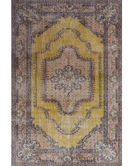 Felenta Vintage Desenli Pamuk Tabanlı Yıkanabilen Kaydırmaz Antibakteriyel Şönil Salon Halısı