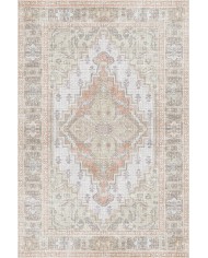 Artur Vintage Desenli Pamuk Tabanlı Yıkanabilen Kaydırmaz Antibakteriyel Şönil Salon Halısı