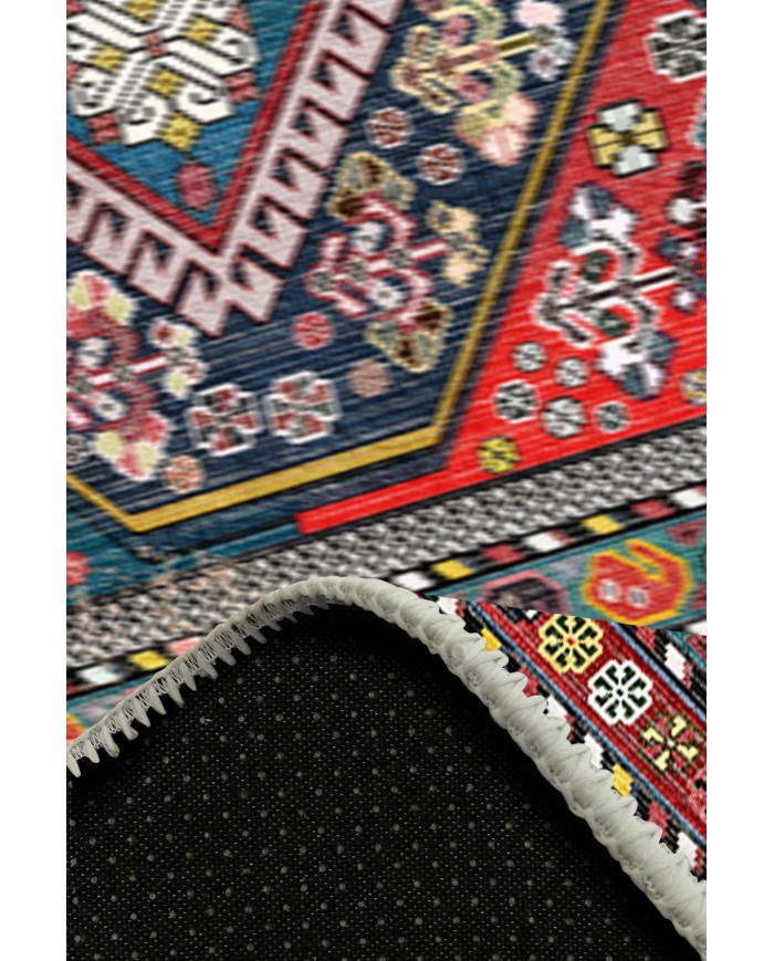 Betty Desenli Pamuk Tabanlı Yıkanabilen Kaymaz Antibakteriyel Şönil Salon Halısı