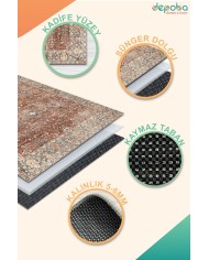 Onzy Kadife Yıkanabilir Kaymaz Pamuk Tabanlı Antibakteriyel Salon Halısı